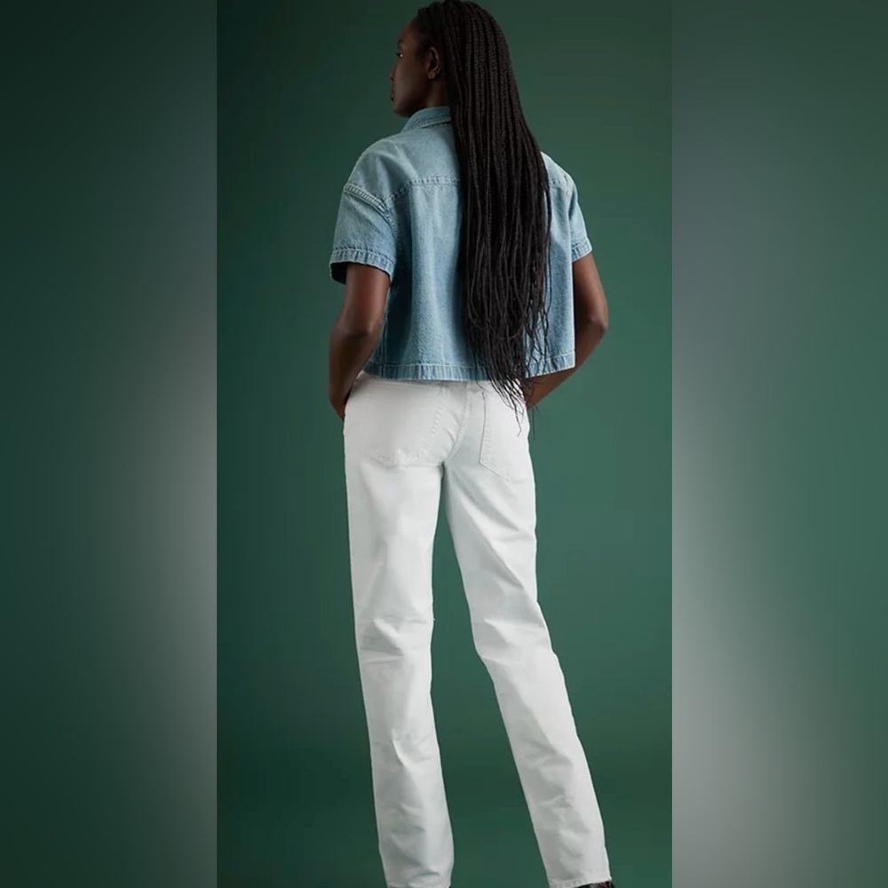 American Eagle premium slouch jeans white size 10 - Picture 2 of 9